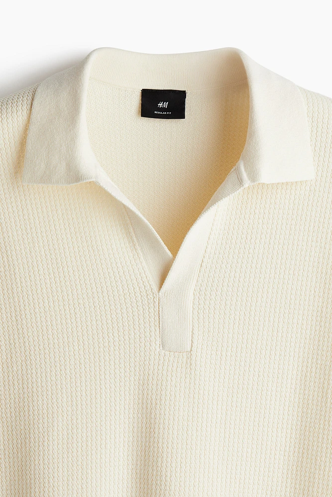 Regular-Fit Cable-Knit Polo Shirt