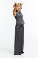 Wide-Leg Twill Pants