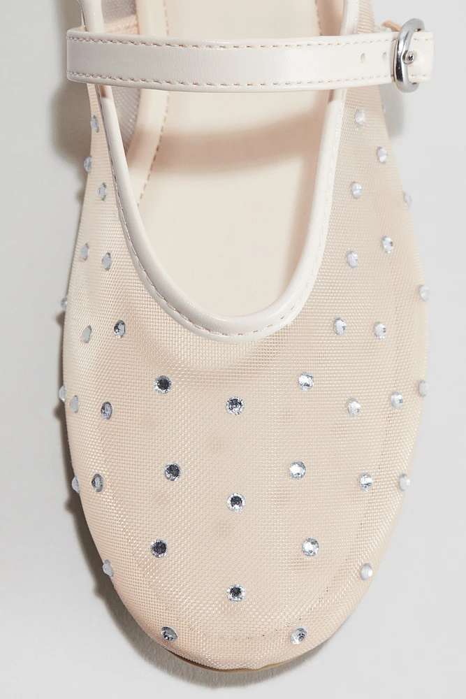 Embellished Mesh Ballet Flats