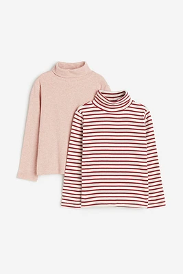 2-pack Ribbed Jersey Turtleneck Tops