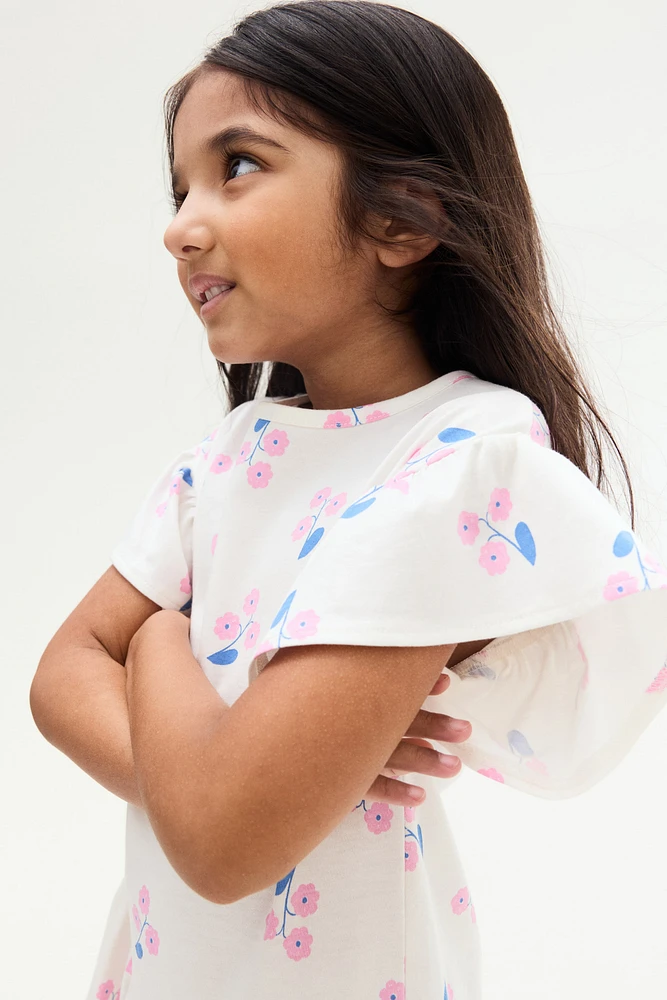 Flutter-Sleeved Cotton Dress
