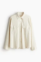 Oversized Linen-blend Cargo Shirt