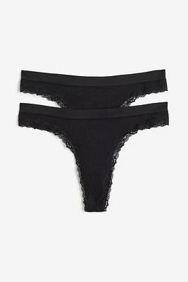 Lot de 2 culottes Thong sans coutures à dentelle