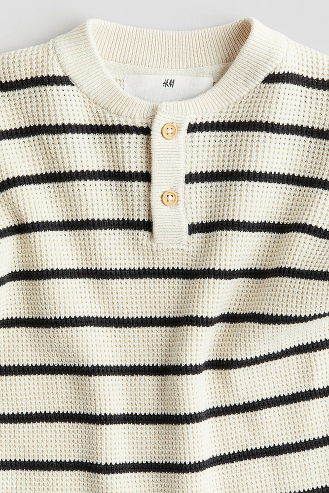 Waffle-knit Henley Sweater