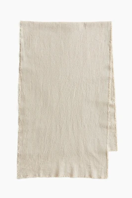 Linen-Blend Table Runner with Fringe