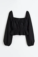 Balloon-sleeved Peplum Blouse