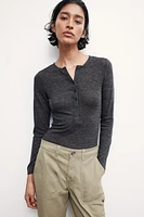 Fine-Knit Henley Shirt