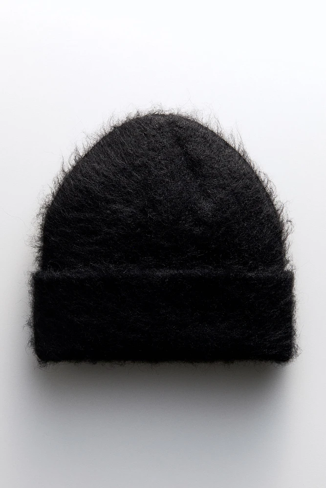 Fuzzy Wool-Blend Beanie