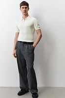 Slim-Fit Rib-Knit Polo Shirt