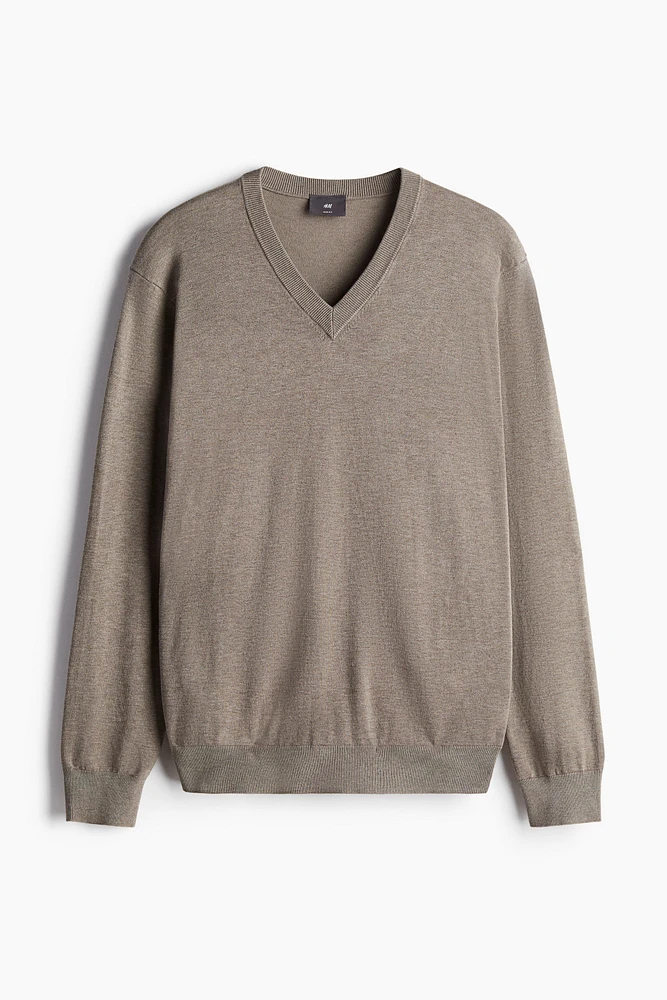 Slim Fit Fine-Knit V-Neck Sweater