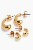 2 Pairs Gold-Plated Earrings