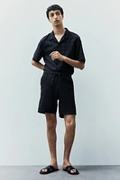 Regular Fit Linen-blend Shorts