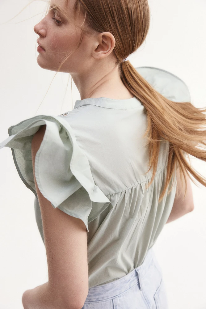 Blouse with Eyelet Embroidery