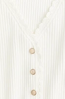 Ribbed Button-front Top