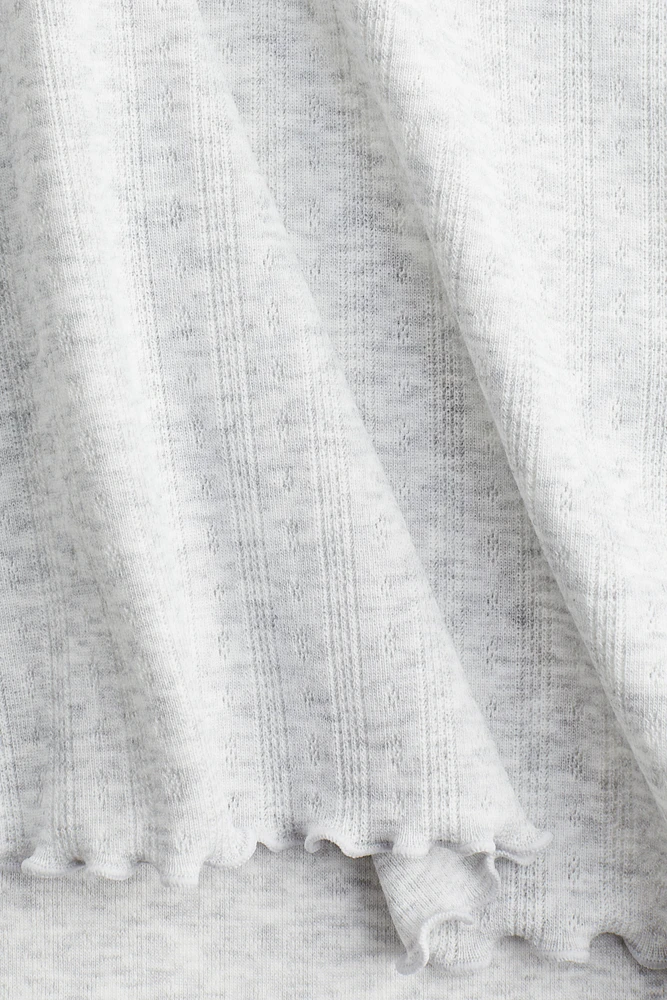 Lace-Trimmed Pointelle T-Shirt
