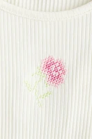 Embroidered-Motif Tank Top