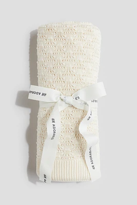 Pointelle silk-blend blanket
