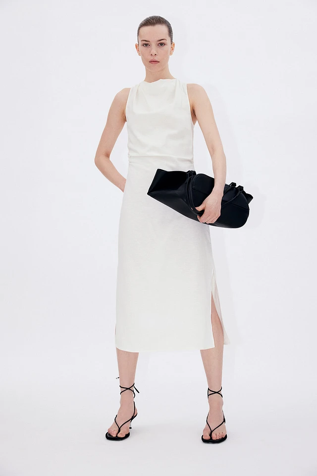 H&M Draped Linen-blend Dress | Pacific City H&M Draped Linen-blend Dress | Pacific City