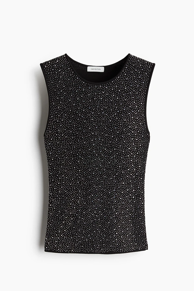 Rhinestone-Embellished Sleeveless Top