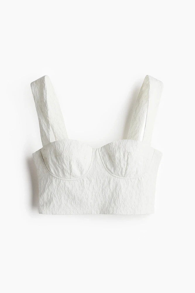 Jacquard-Weave Crop Top