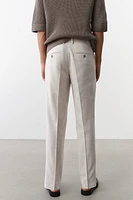 Regular-Fit Tailored Linen-Blend Pants