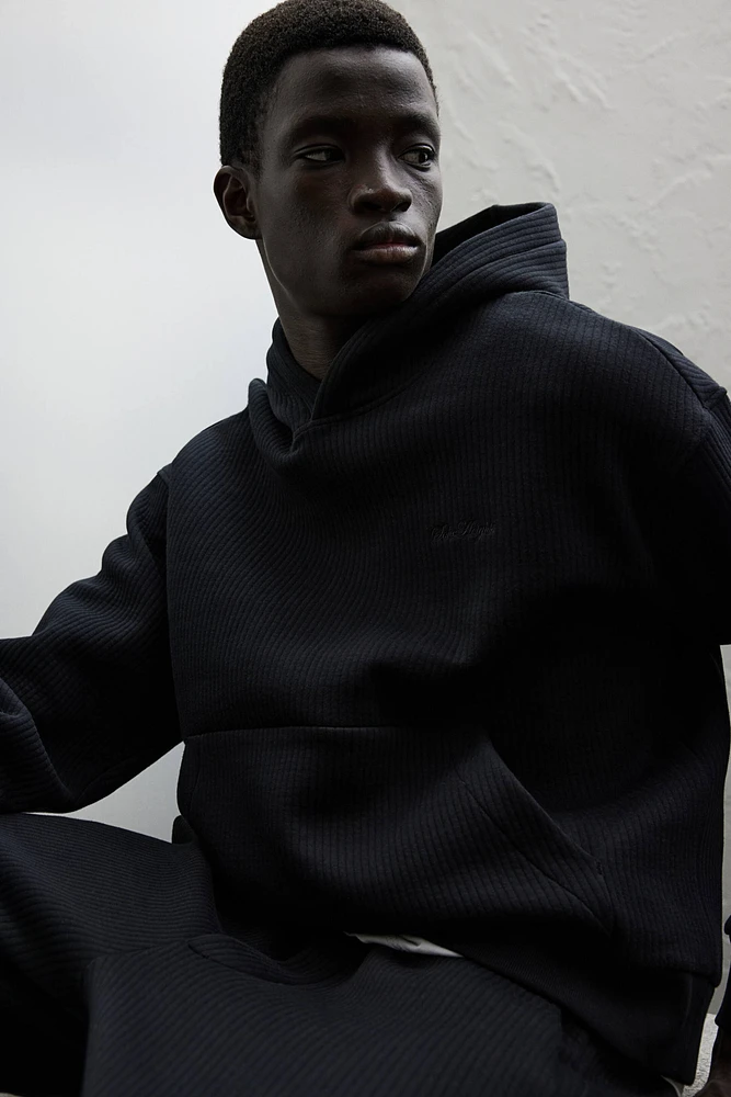 Loose Fit Ribbed Hoodie