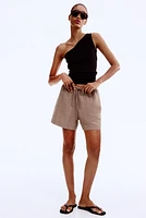 Short en lin mélangé avec cordon de serrage