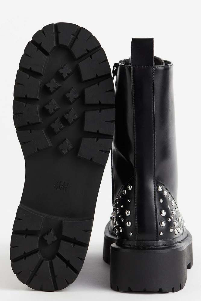 Studded Lace-up Boots