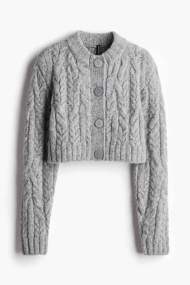 Cropped Cable-Knit Cardigan