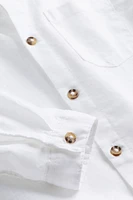 Linen-blend Band Collar Shirt