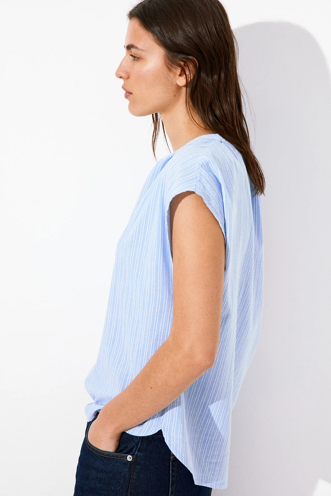 Band-Collar Blouse