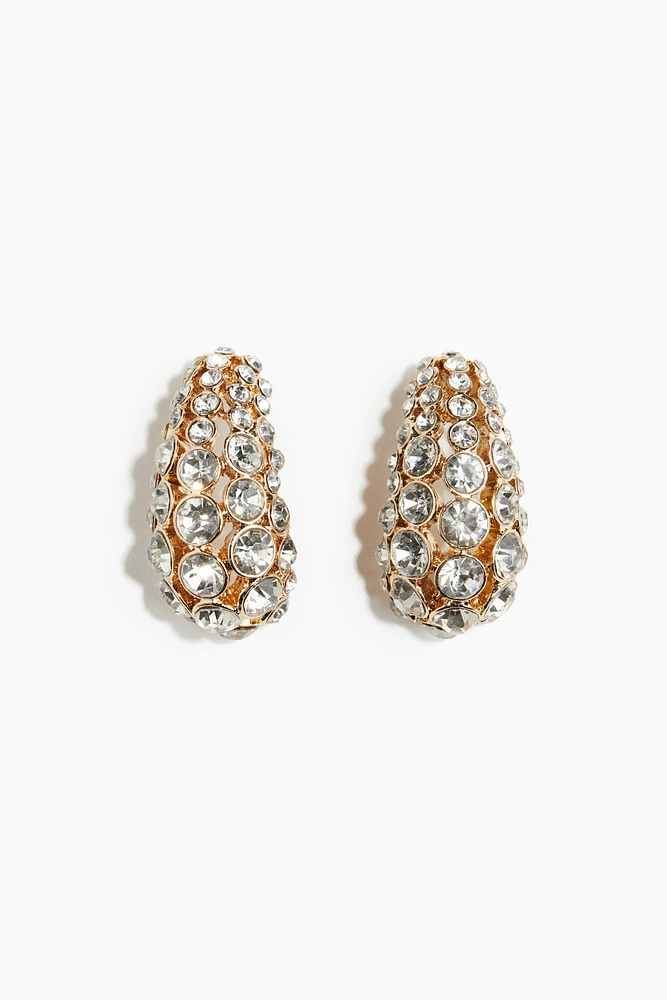 Rhinestone-Embellished Dome Earrings