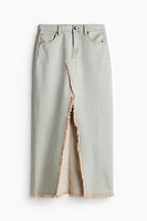 Frayed-Edge Denim Skirt