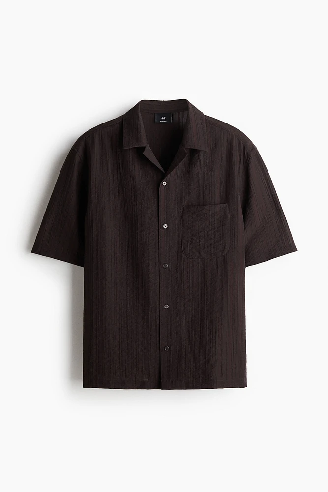 Chemise texturée coupe classique à col cubain