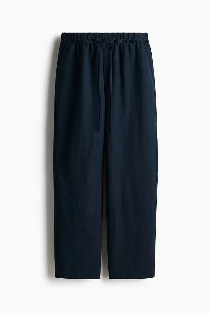 Pantalon en lin mélangé avec cordon de serrage