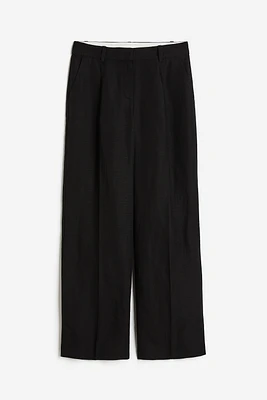 Wide-leg Linen-blend Pants