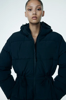 Oversized Drawstring-Waist Puffer Jacket