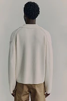 Rib-knit polo jumper