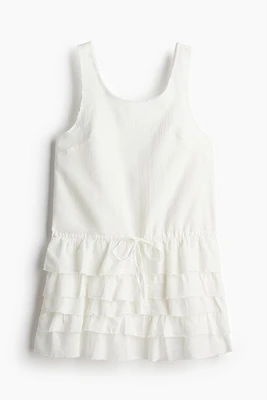 Raw-edge Dress with Tiered Skirt