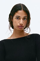 Rib-knit Boat-neck Top