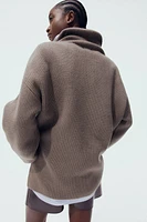 Rib-knit Half-zip Sweater