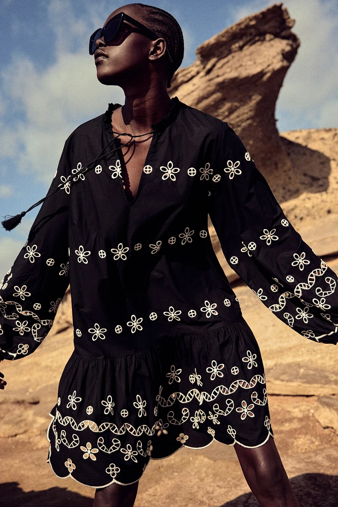 Tunic Dress with Eyelet Embroidery
