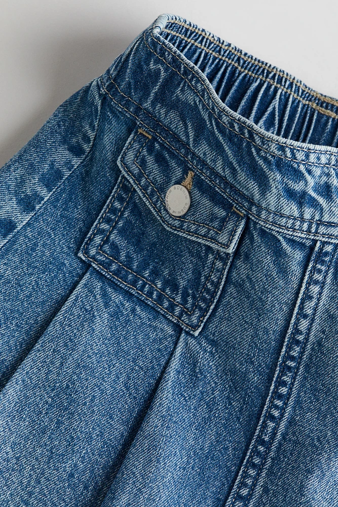 Pleated Denim Skirt