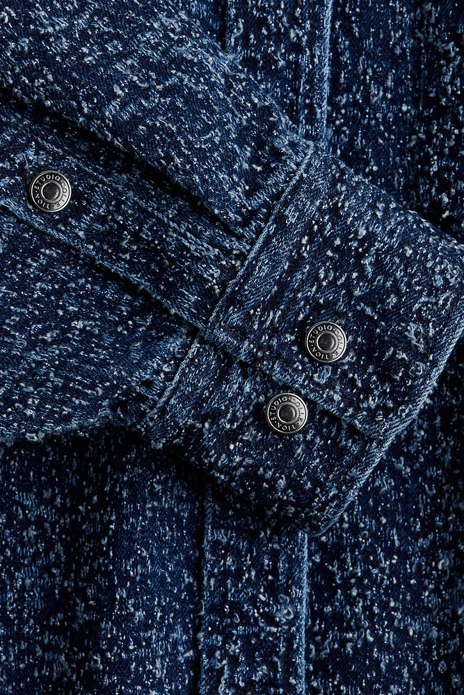 Veste grande taille en denim bouclette