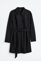 H&M+ Tie-belt Cotton Shirt Dress