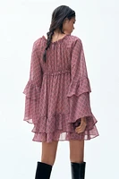 Flounced Chiffon Dress