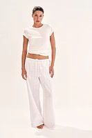 Eyelet-Embroidered Pajama Pants