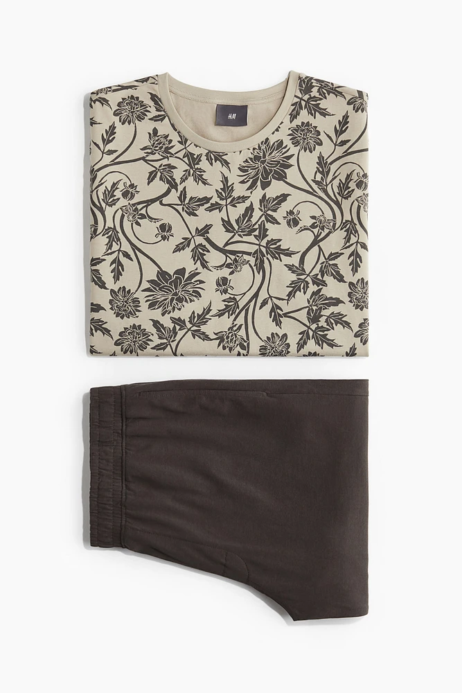 Regular Fit Pajama T-shirt and Shorts