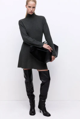 Fine-Knit Mock Turtleneck Dress