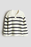 Rib-Knit Polo Sweater